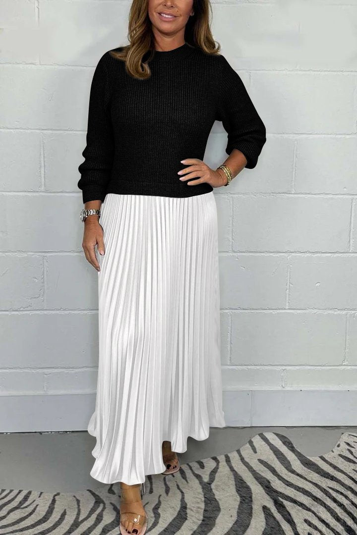 Dorotea - Long Pullover with Pleated Skirt