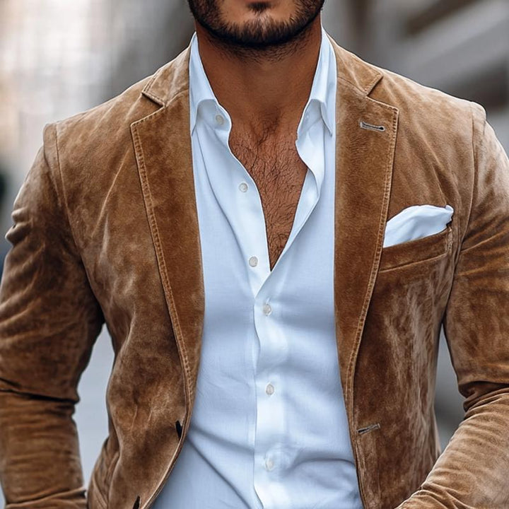 Kingston™ - Sleek Two-Button Suede Blazer