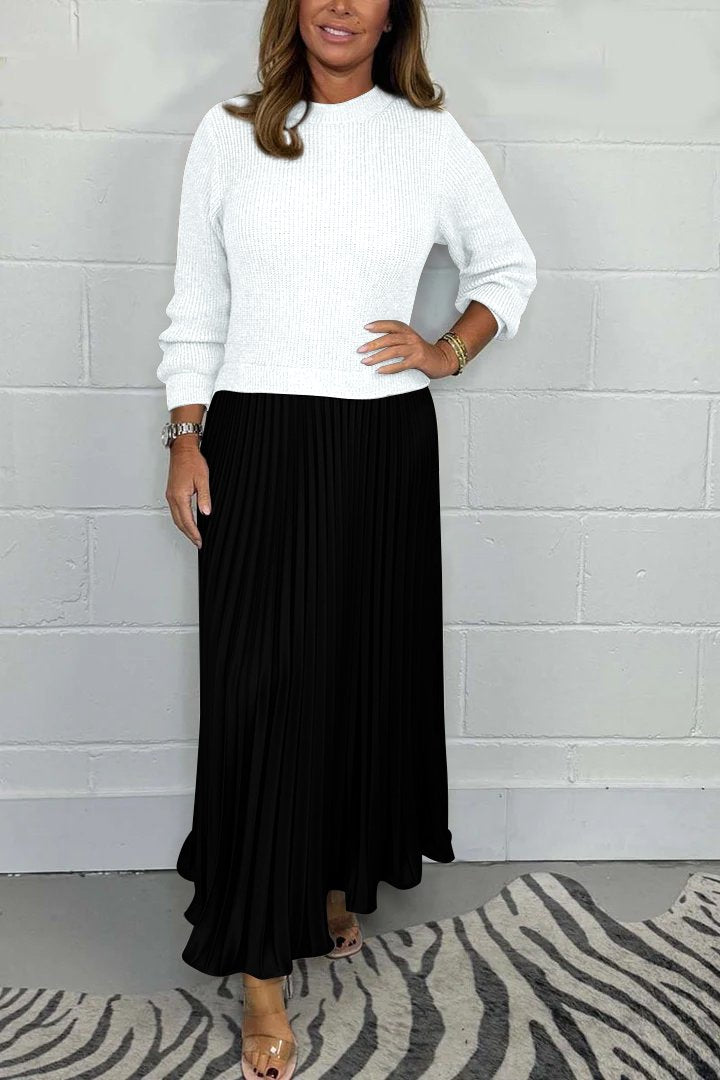 Dorotea - Long Pullover with Pleated Skirt