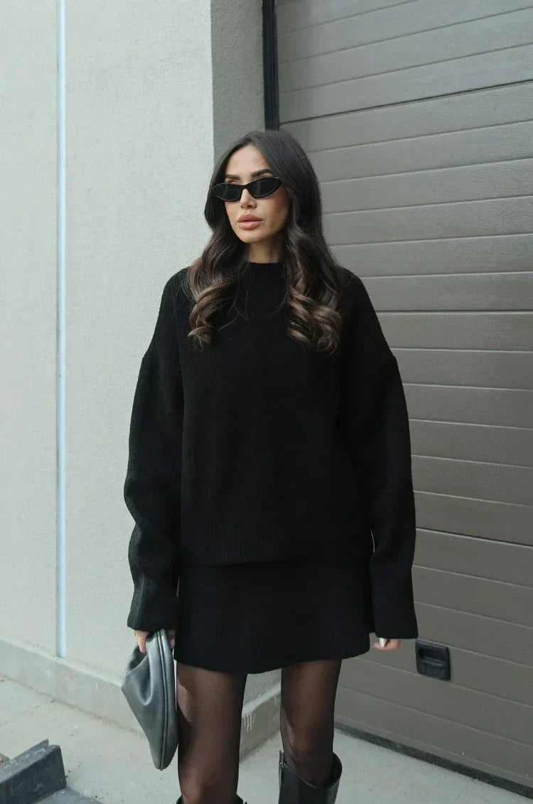 Simona - Knitted Skirt Suit (Top + Skirt)